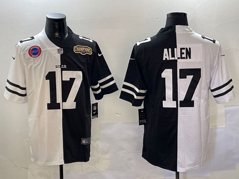 Men Buffalo Bills #17 Allen Black White 2024 Nike Limited NFL Jersey style 01081